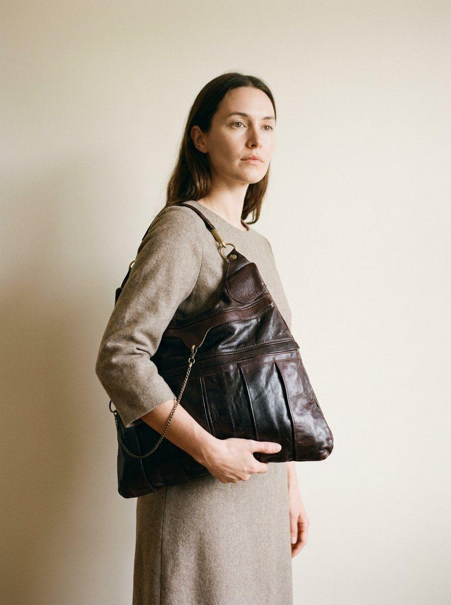 London Pleated Chain Hobo Bag