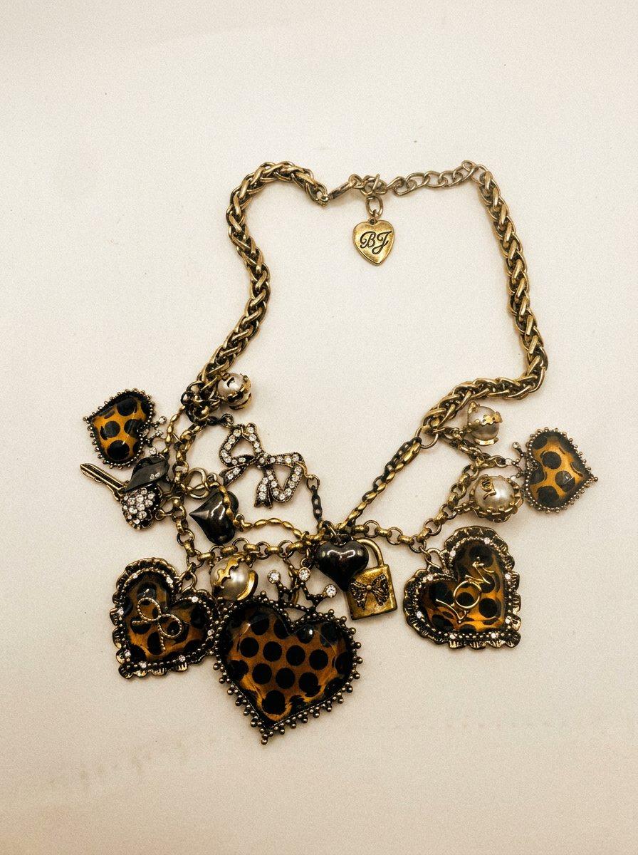 Leopard Heart Charm Necklace