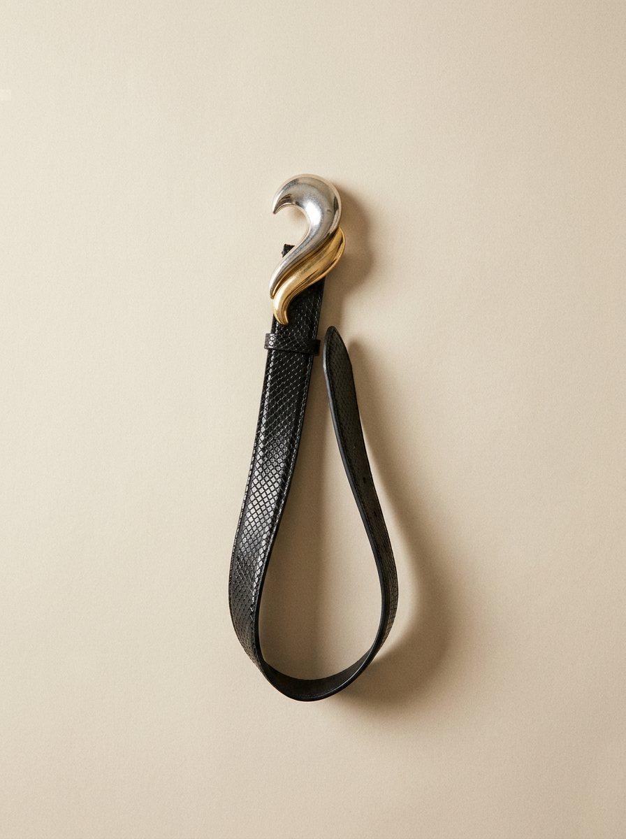 Sculptural Wave Buckle Belt