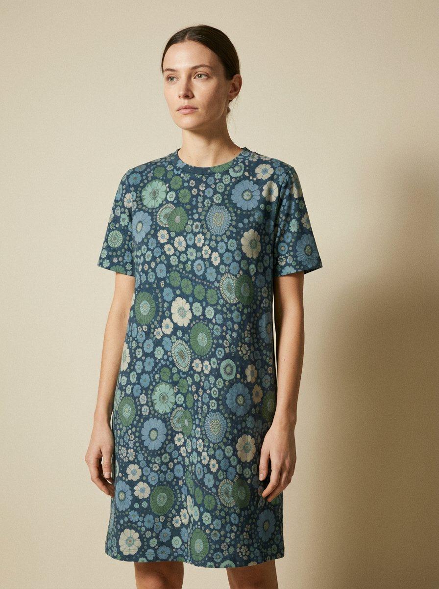 Floral High Neck Shirt Dress