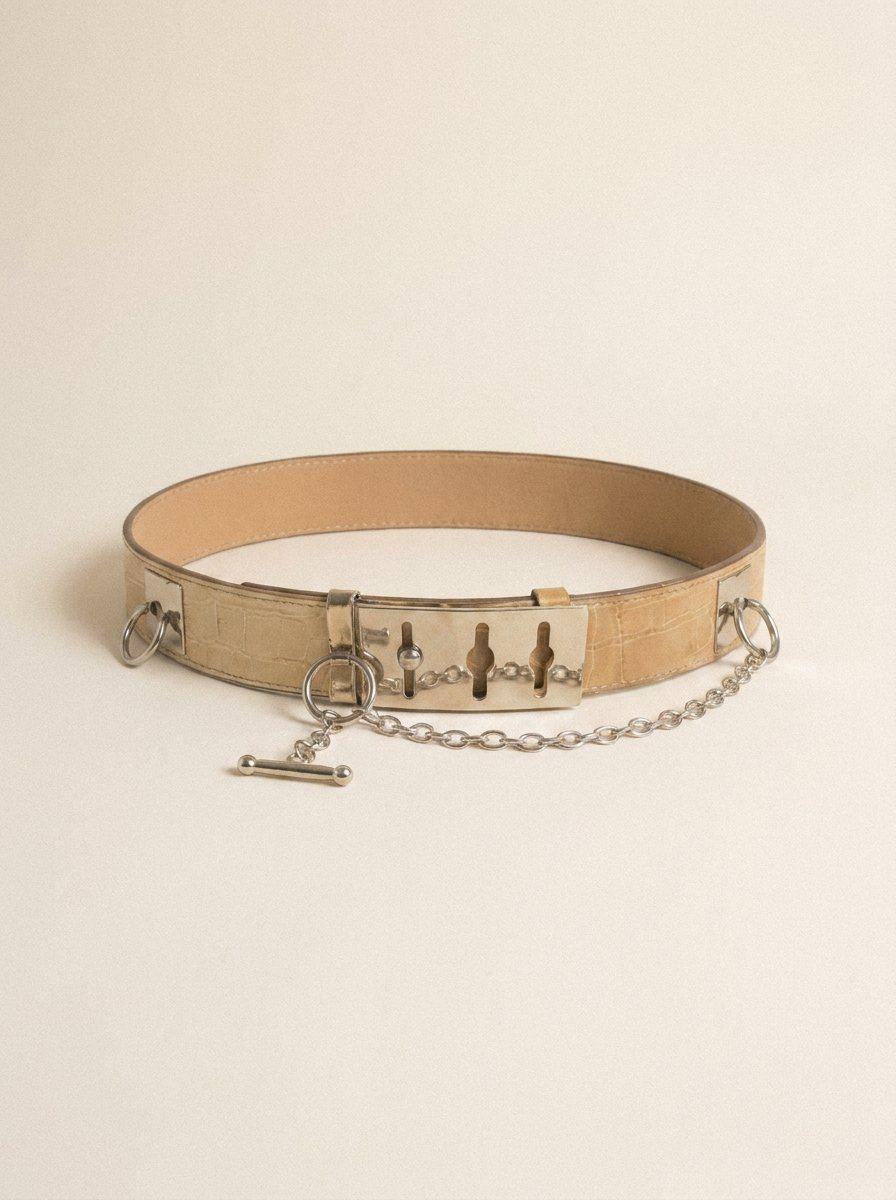 Croc Embossed Chain Belt