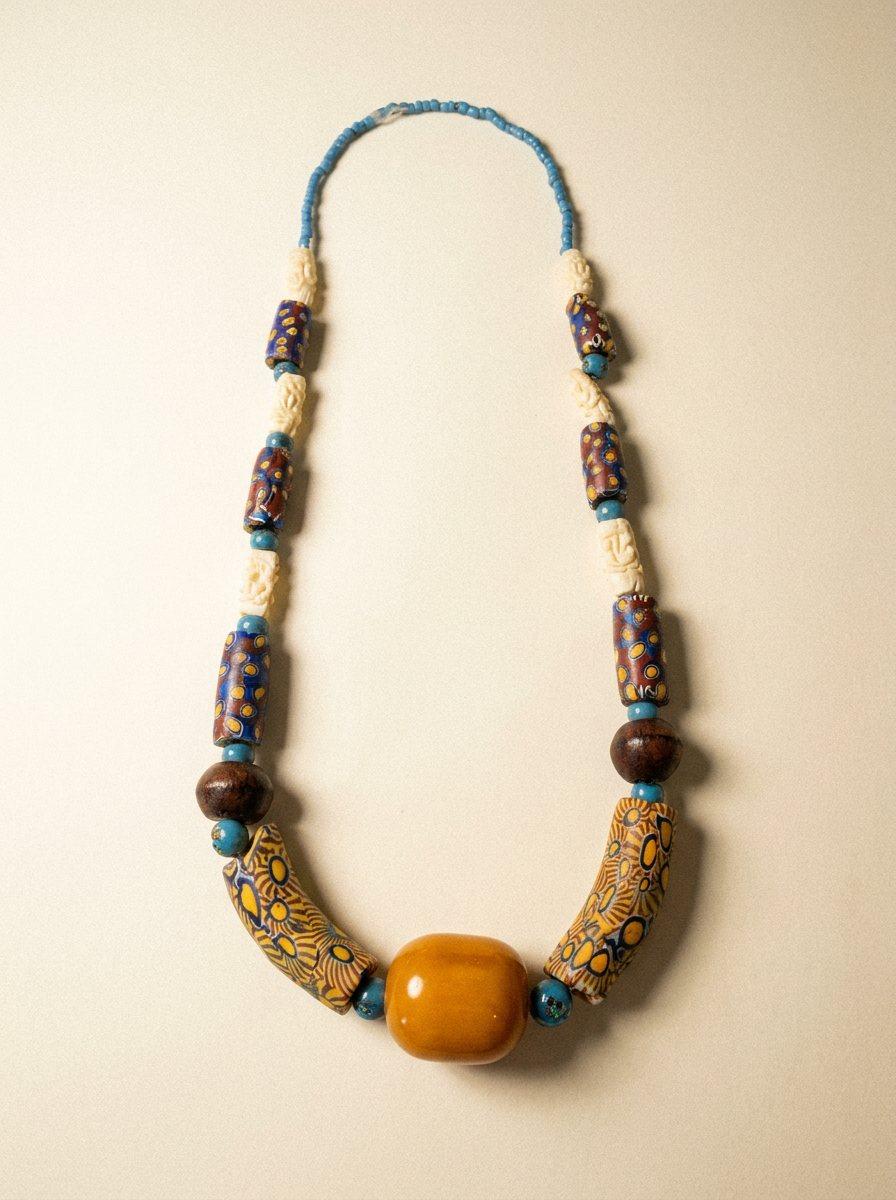 African Trade Bead Amber Necklace