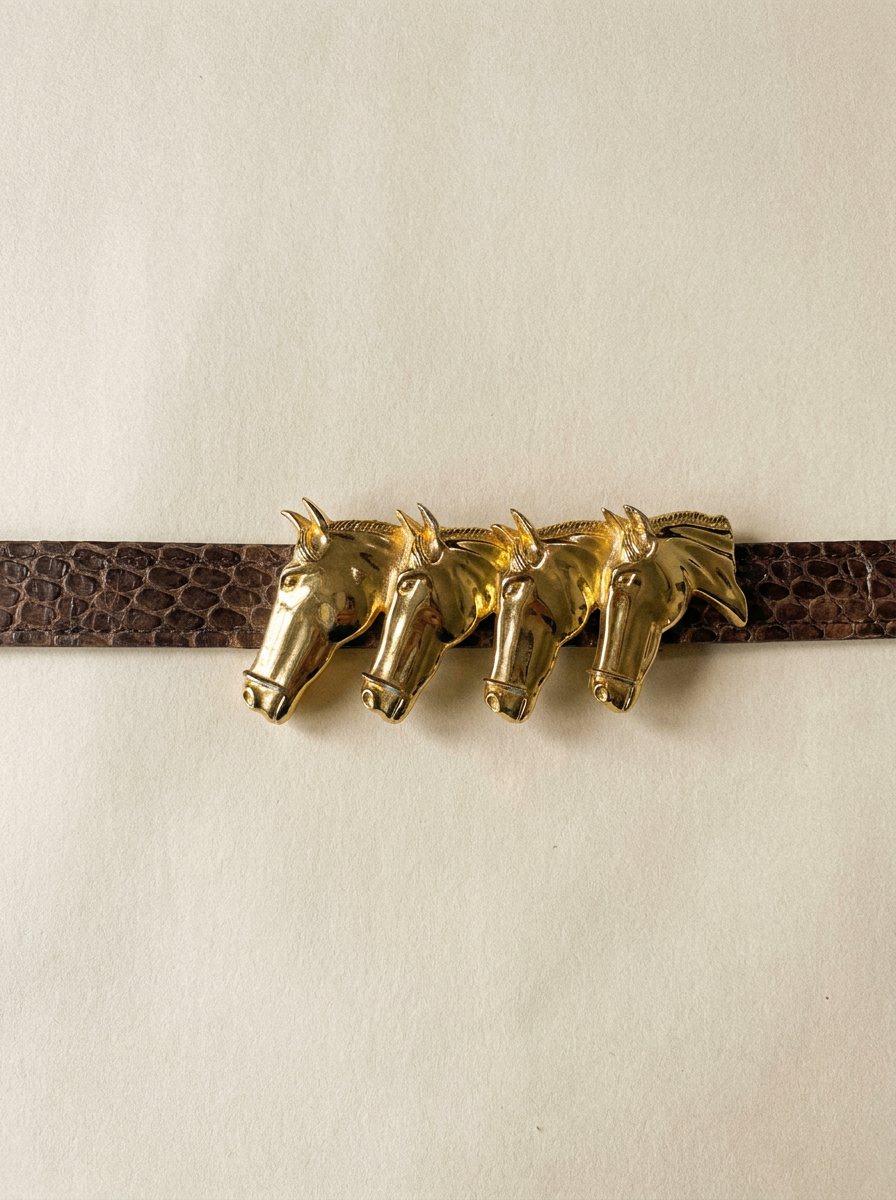 Four Horse Head Buckle Belt