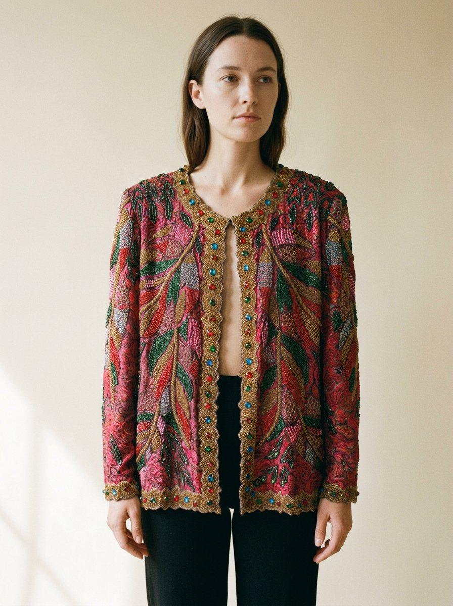 90s Silk Beaded Jacket